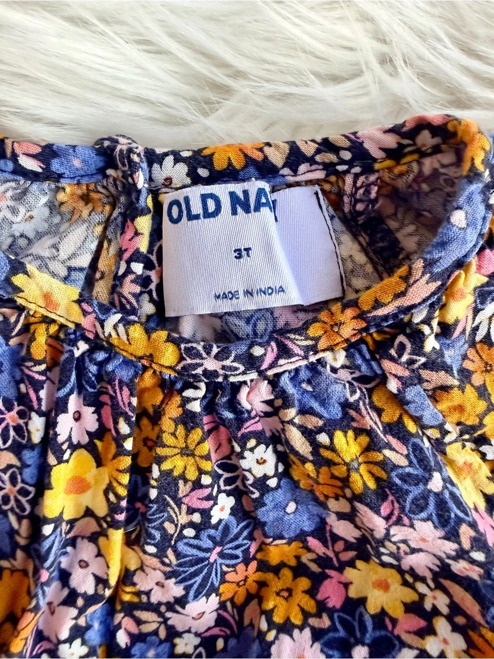 Old Navy Floral Elastic-Waist Kids Dress with Pink & Yellow Blooms Size 3T